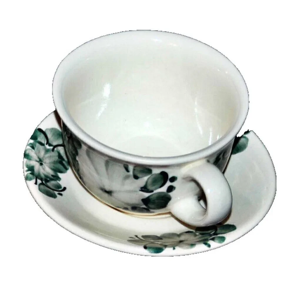 Polish Cup & Saucer Hand Painted Makers Stamp Poland Made